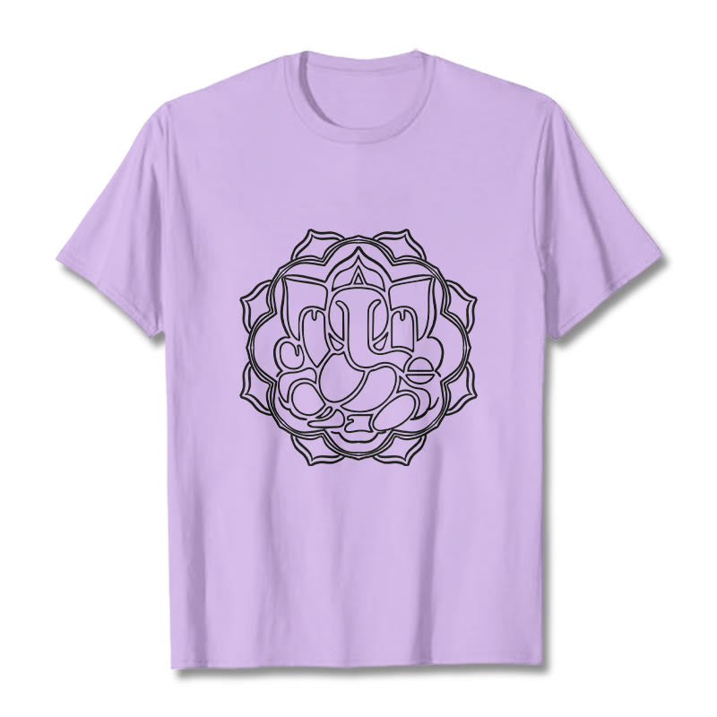 Buddha Stones Casual Mandala Design Ganesha Pattern Cotton Tee T-shirt - Plum - 2XL - image 17