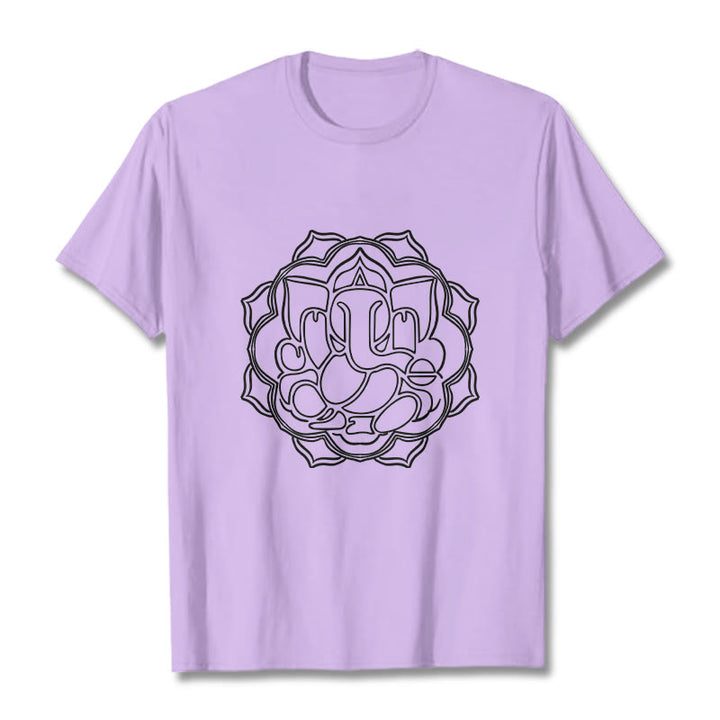 Buddha Stones Casual Mandala Design Ganesha Pattern Cotton Tee T-shirt - Plum - 2XL - image 17