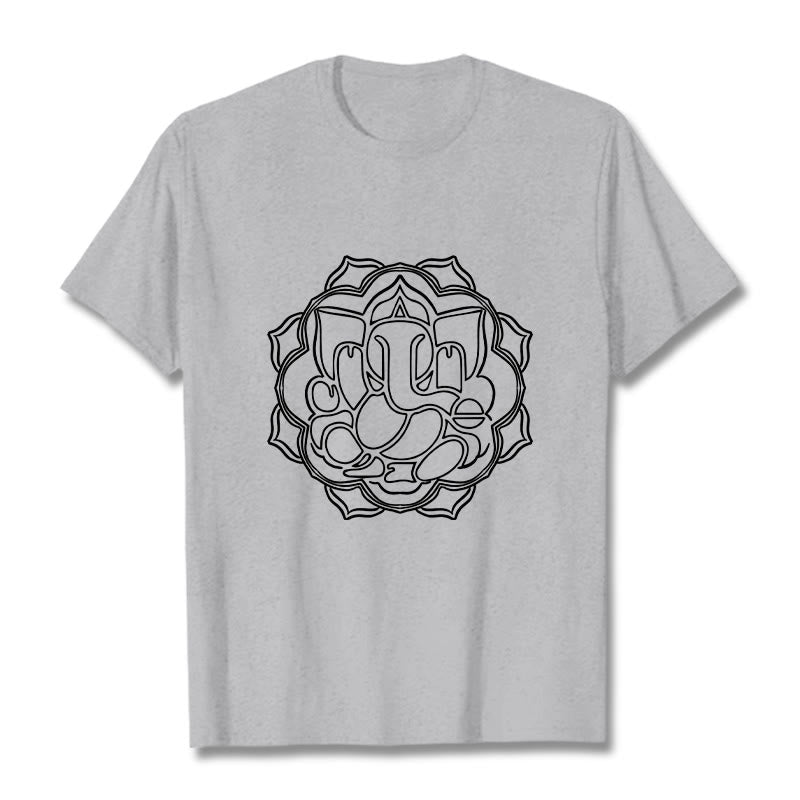 Buddha Stones Casual Mandala Design Ganesha Pattern Cotton Tee T-shirt - LightGrey - 2XL - image 20