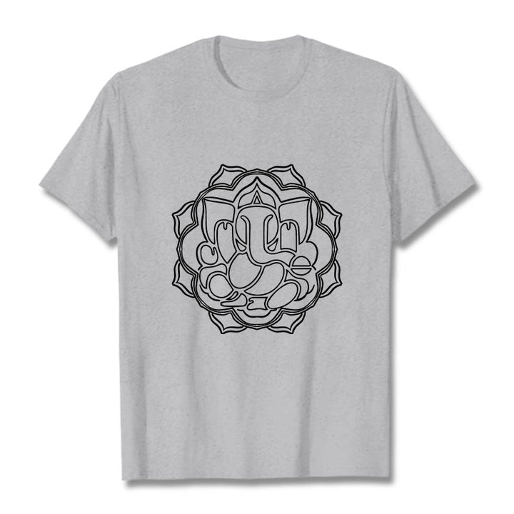 Buddha Stones Casual Mandala Design Ganesha Pattern Cotton Tee T-shirt - LightGrey - 2XL - image 20