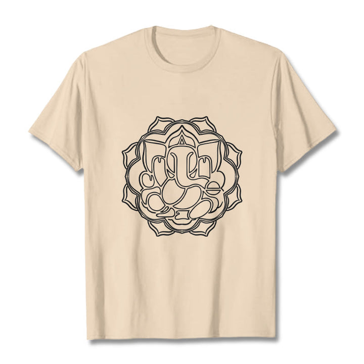 Buddha Stones Casual Mandala Design Ganesha Pattern Cotton Tee T-shirt - Bisque - 2XL - image 11