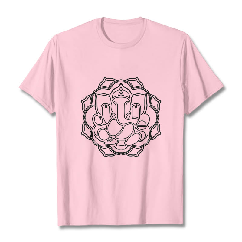 Buddha Stones Casual Mandala Design Ganesha Pattern Cotton Tee T-shirt - LightPink - 2XL - image 13