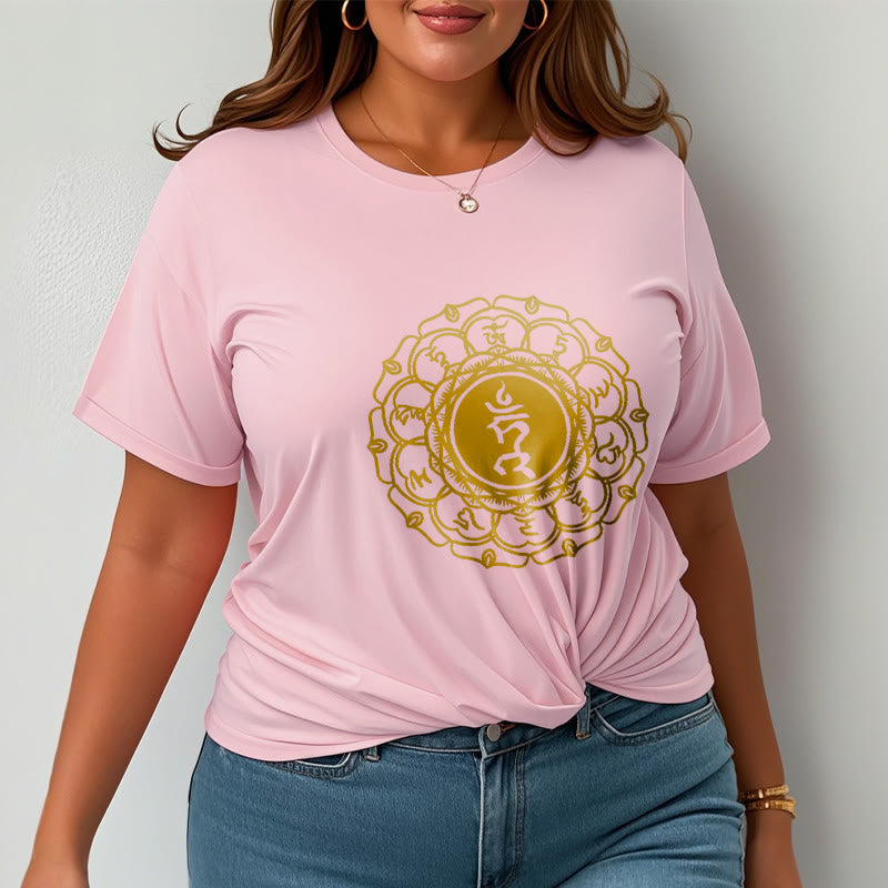 Buddha Stones Casual Hum Symbol Vishuddha Pattern Cotton Tee T-Shirt - image 14