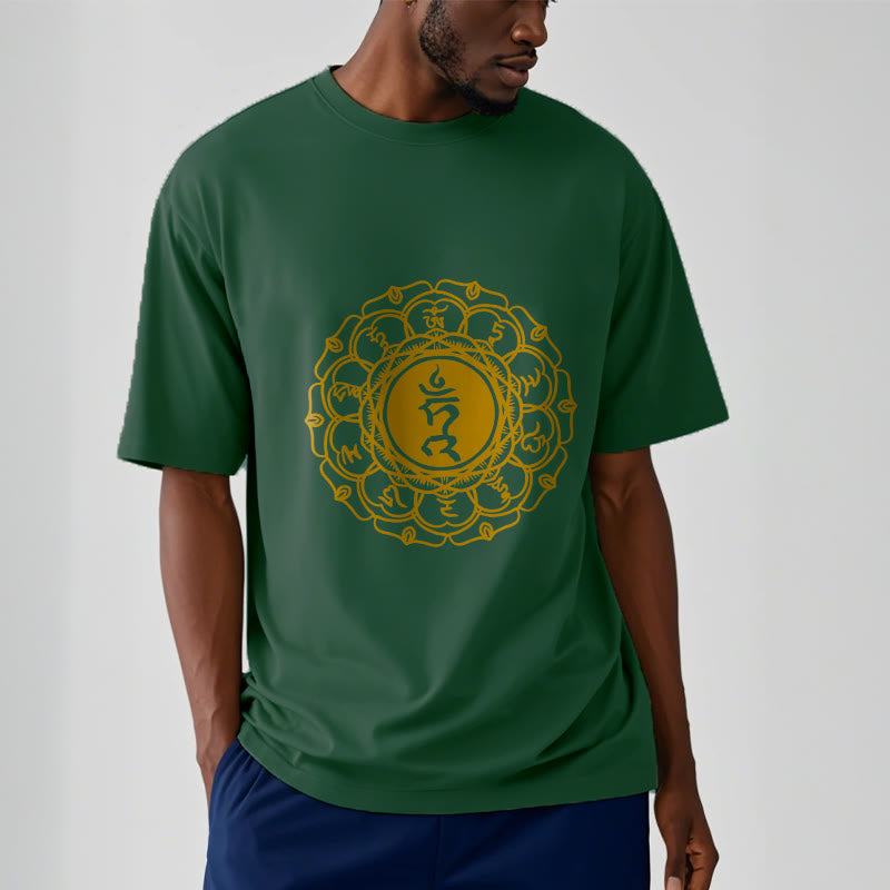 Buddha Stones Casual Hum Symbol Vishuddha Pattern Cotton Tee T-Shirt - image 12