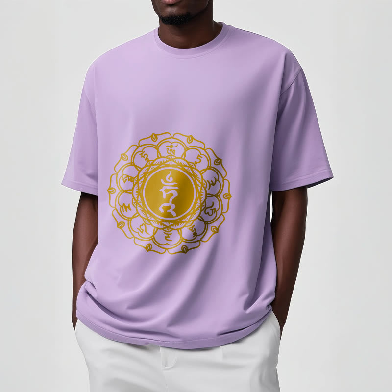 Buddha Stones Casual Hum Symbol Vishuddha Pattern Cotton Tee T-Shirt - image 18