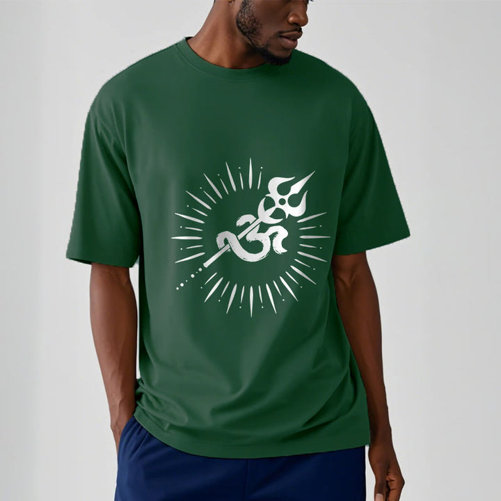 Buddha Stones Casual Om Symbol Trident Radiant Lines Pattern Cotton Tee T-shirt - image 12