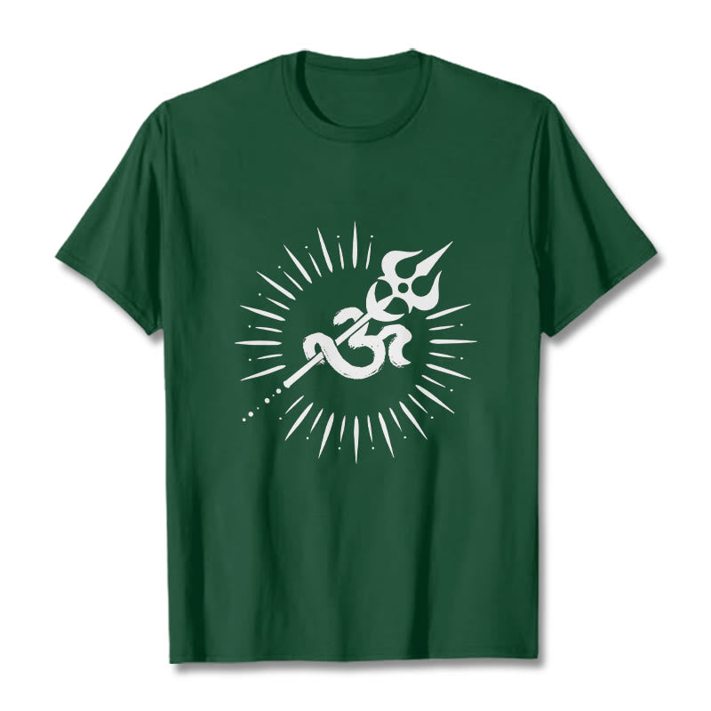 Buddha Stones Casual Om Symbol Trident Radiant Lines Pattern Cotton Tee T-shirt - ForestGreen - 2XL - image 11