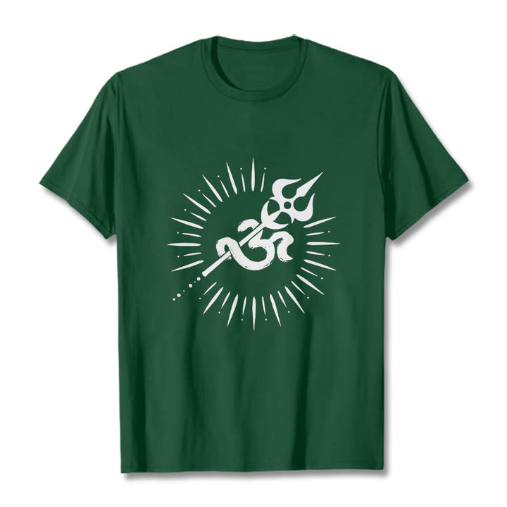 Buddha Stones Casual Om Symbol Trident Radiant Lines Pattern Cotton Tee T-shirt - ForestGreen - 2XL - image 11