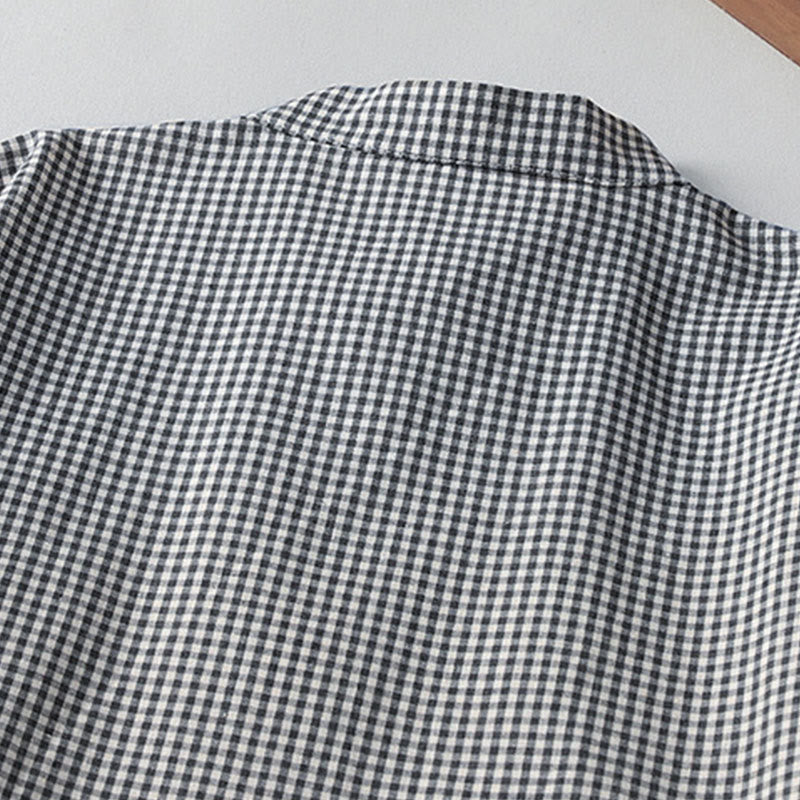 Buddha Stones Casual Plaid Pattern Long Lantern Sleeve Cotton Linen Midi Dress With Pockets - image 10