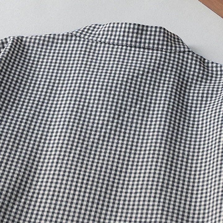 Buddha Stones Casual Plaid Pattern Long Lantern Sleeve Cotton Linen Midi Dress With Pockets - image 10