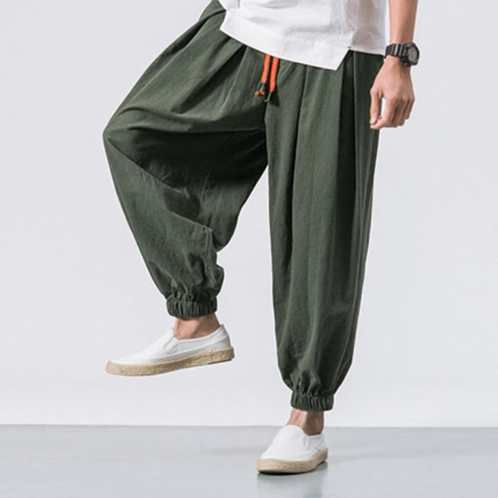 Buddha Stones Casual Sports Men's Solid Color Cotton Drawstring Pants With Pockets - image 16