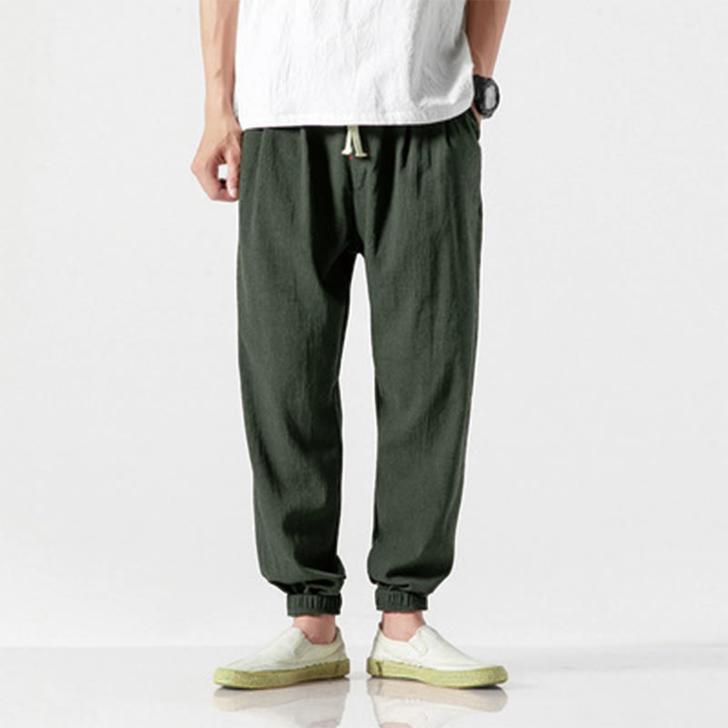Buddha Stones Simple Drawstring Design Men's Pants With Pockets - DarkOliveGreen - US/UK/AU46，EU56 (5XL) - image 16