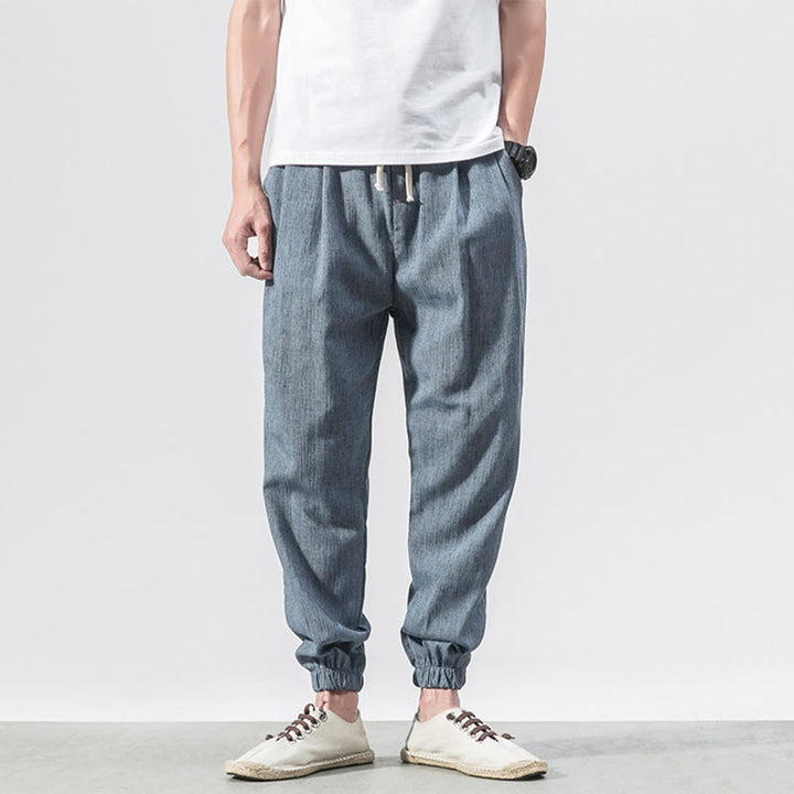 Buddha Stones Simple Drawstring Design Men's Pants With Pockets - SteelBlue - US/UK/AU46，EU56 (5XL) - image 17