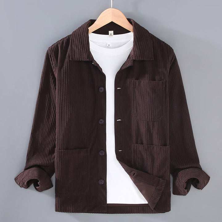 Buddha Stones Fall Lapel Design Long Sleeve Button Men's Jacket With Pockets - SaddleBrown - US/UK/AU42，EU52 (3XL) - image 8