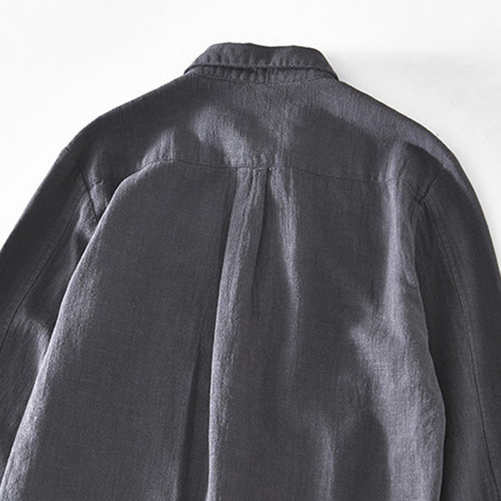 Buddha Stones Commute Plain Simple Buttons Design Men's Long Sleeve Ramie Linen Jacket With Pockets - image 13