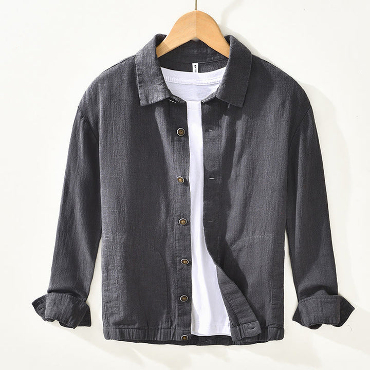 Buddha Stones Commute Plain Simple Buttons Design Men's Long Sleeve Ramie Linen Jacket With Pockets - SlateGray - US/UK/AU42，EU52 (3XL) - image 17