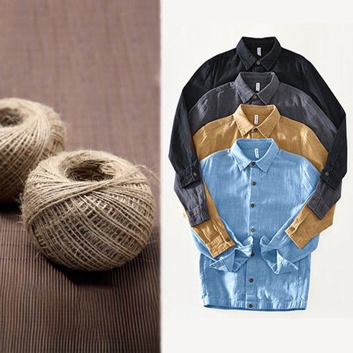Buddha Stones Commute Plain Simple Buttons Design Men's Long Sleeve Ramie Linen Jacket With Pockets - image 28