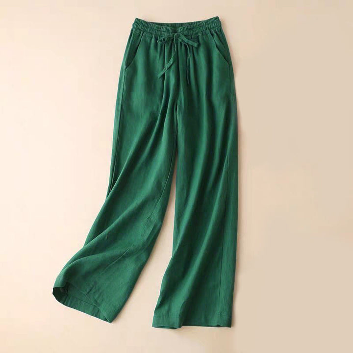 Buddha Stones Casual High Waist Lace-up Wide Leg Pants With Pockets - MediumSeaGreen - US12，UK/AU16，EU44 (XL) - image 6