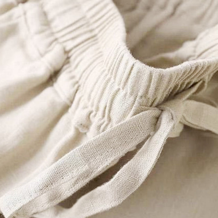 Buddha Stones Casual Cotton Linen High Waist Lace-up Wide Leg Pants With Pockets - image 26