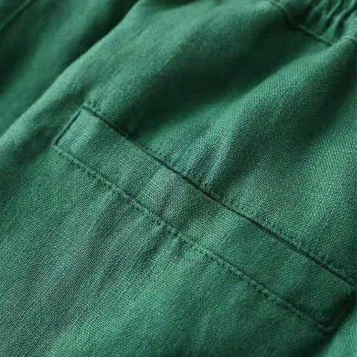 Buddha Stones Casual Cotton Linen High Waist Lace-up Wide Leg Pants With Pockets - image 17