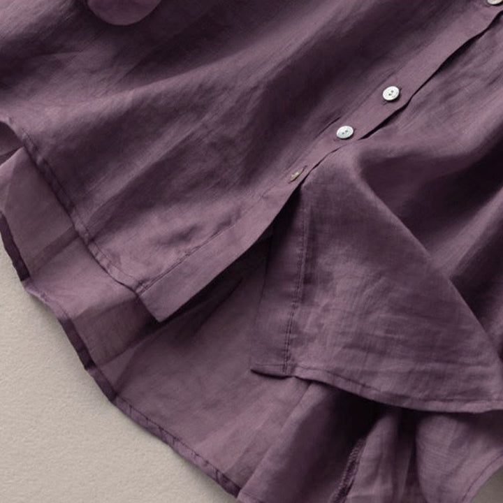 Buddha Stones Vintage Button Three Quarter Puff Sleeve V-Neck Women's Shirt - image 8