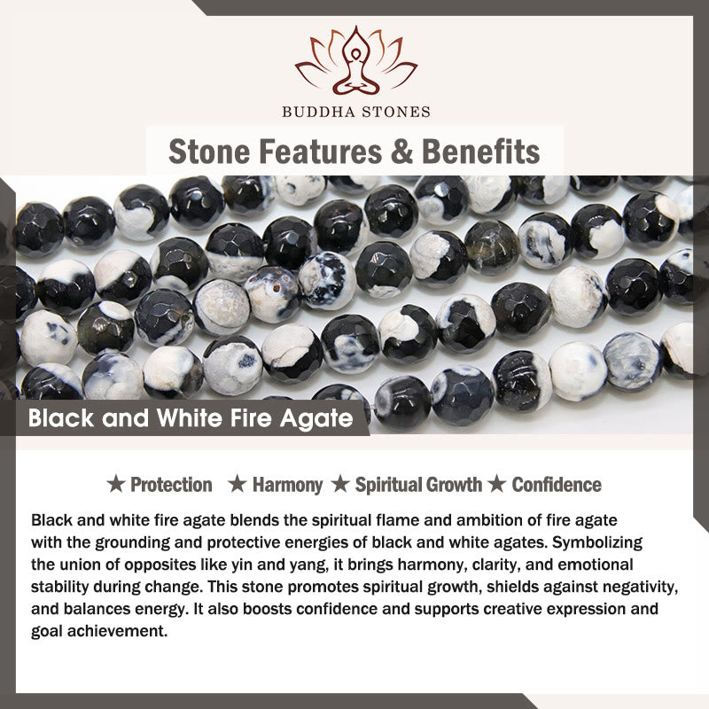 Buddha Stones Black and White Cat Fire Agate Confidence Bracelet - image 7