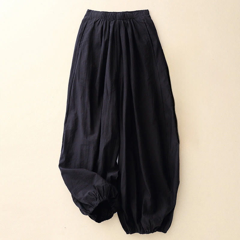 Buddha Stones Casual Simple Design Women's Harem Pants With Pockets - Black - US8-10，UK/AU12-14，EU40-42 (2XL) - image 0