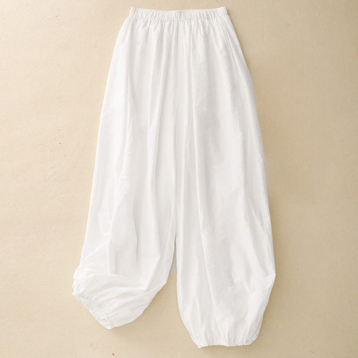 Buddha Stones Casual Simple Design Women's Cotton Harem Pants With Pockets - White - US8-10，UK/AU12-14，EU40-42 (2XL) - image 5