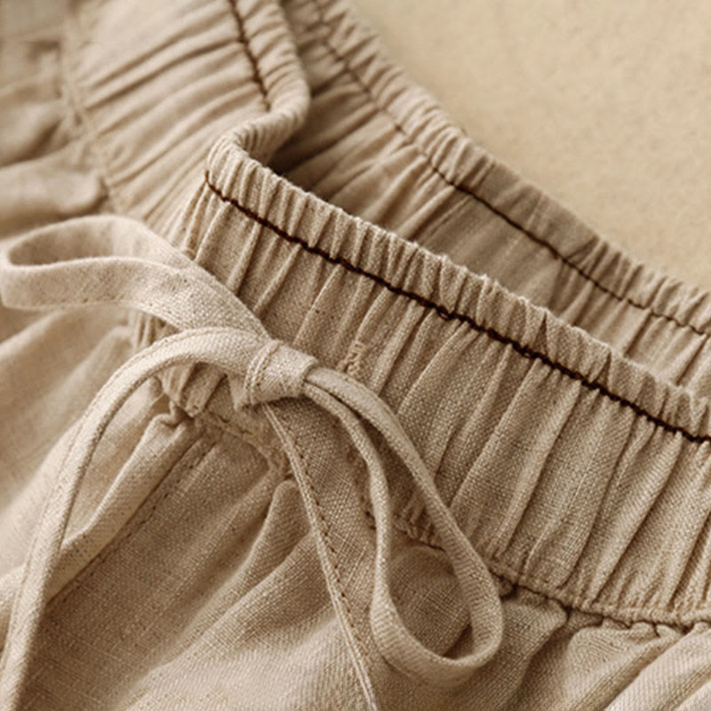 Buddha Stones Casual Embroidered Petals Women's Cotton Linen 7-8 Length Harem Pants With Pockets - image 2