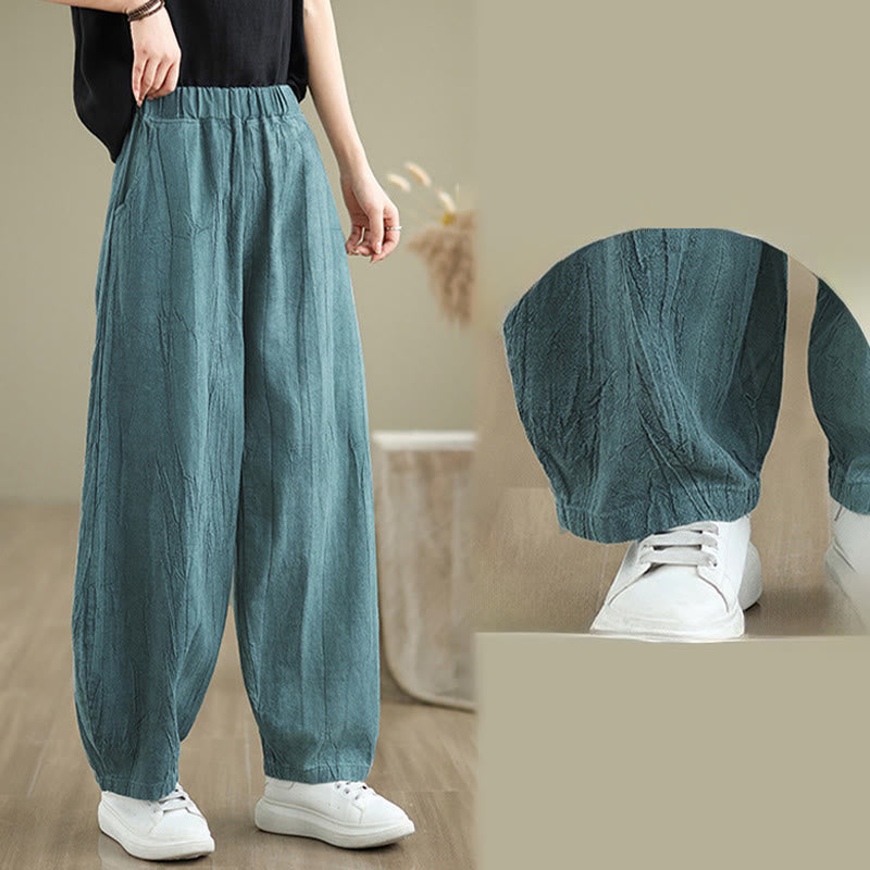 Buddha Stones Casual Plain Women's Cotton Linen Harem Pants With Pockets - image 17