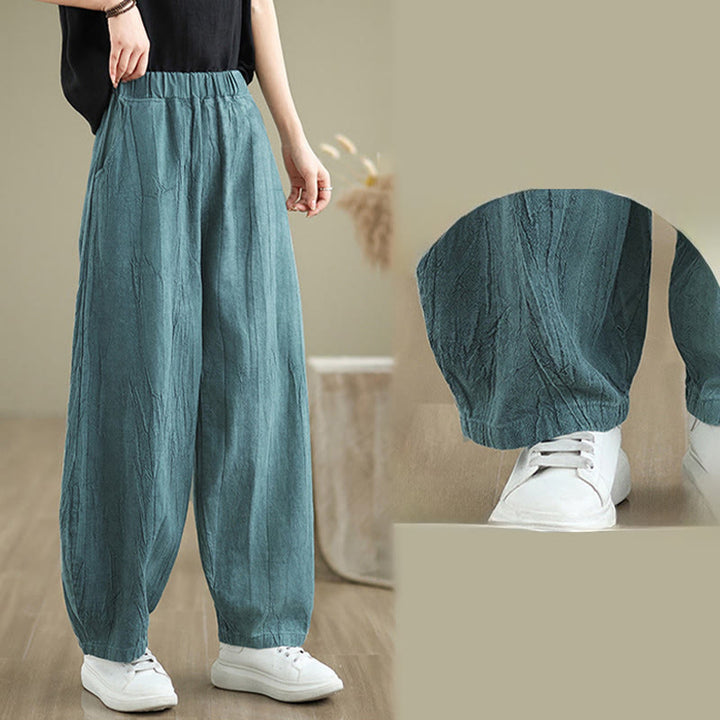Buddha Stones Casual Plain Women's Cotton Linen Harem Pants With Pockets - image 17