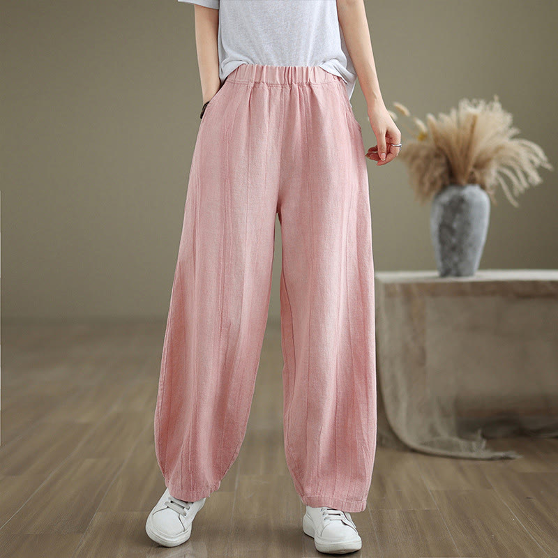 Buddha Stones Casual Plain Women's Cotton Linen Harem Pants With Pockets - image 23