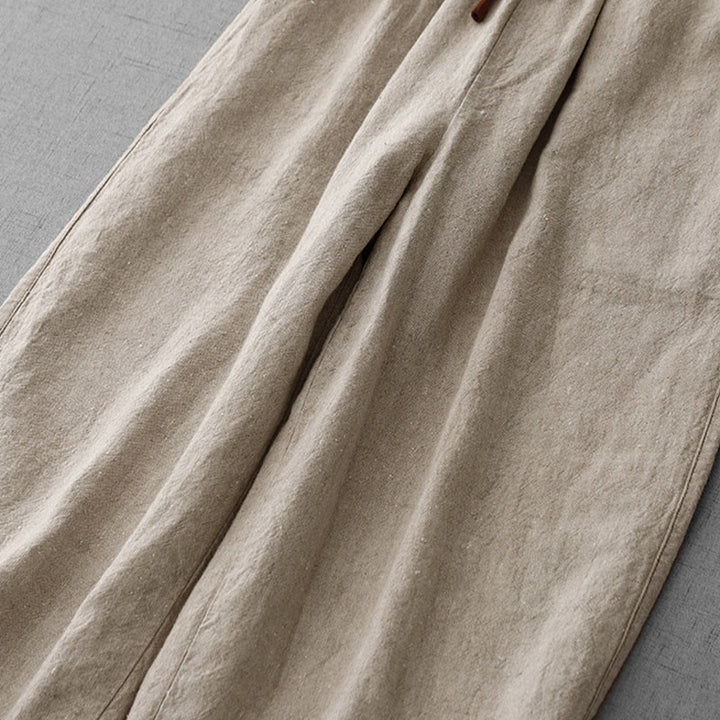 Buddha Stones Casual Daily Drawstring Simple Design Women's Cotton Linen Pants With Pockets - image 10