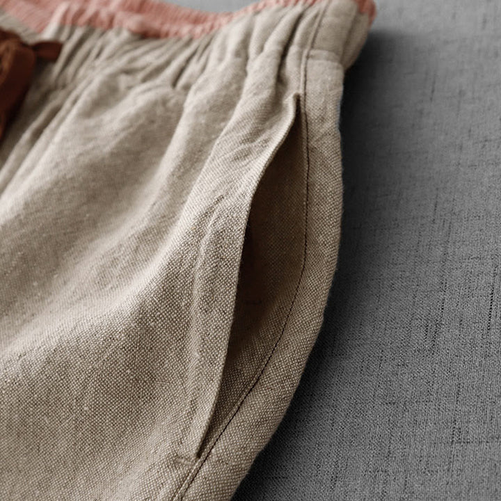 Buddha Stones Casual Daily Drawstring Simple Design Women's Cotton Linen Pants With Pockets - image 7
