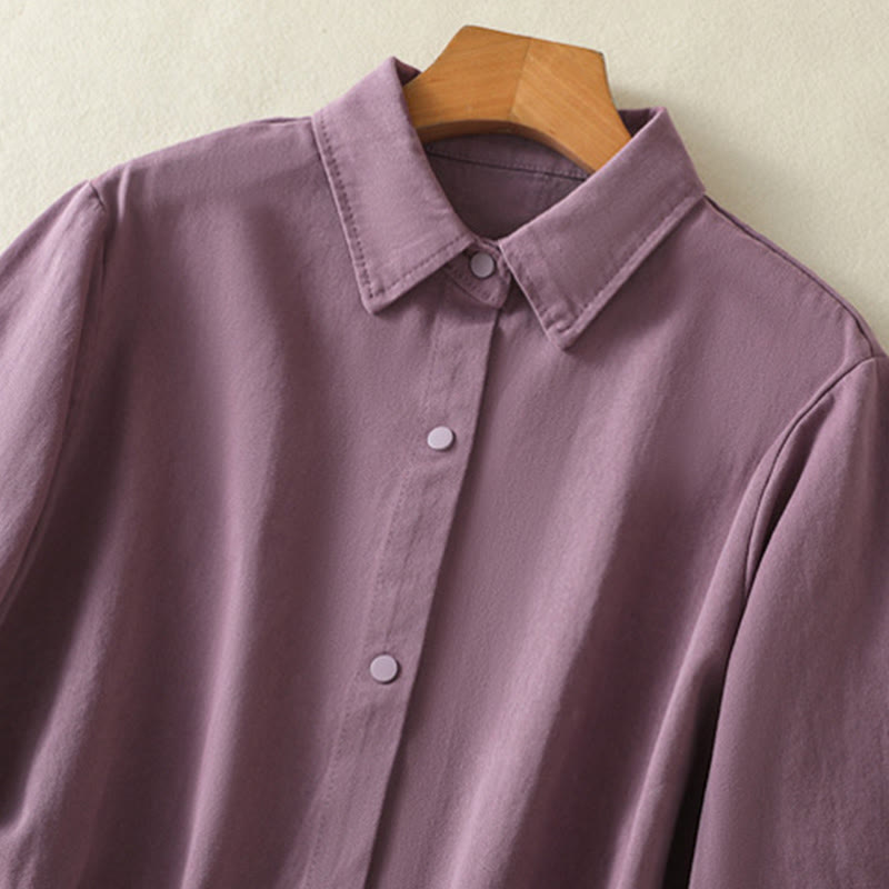 Buddha Stones Plain Button Design Stand Collar Women's Cotton Jacket - image 3