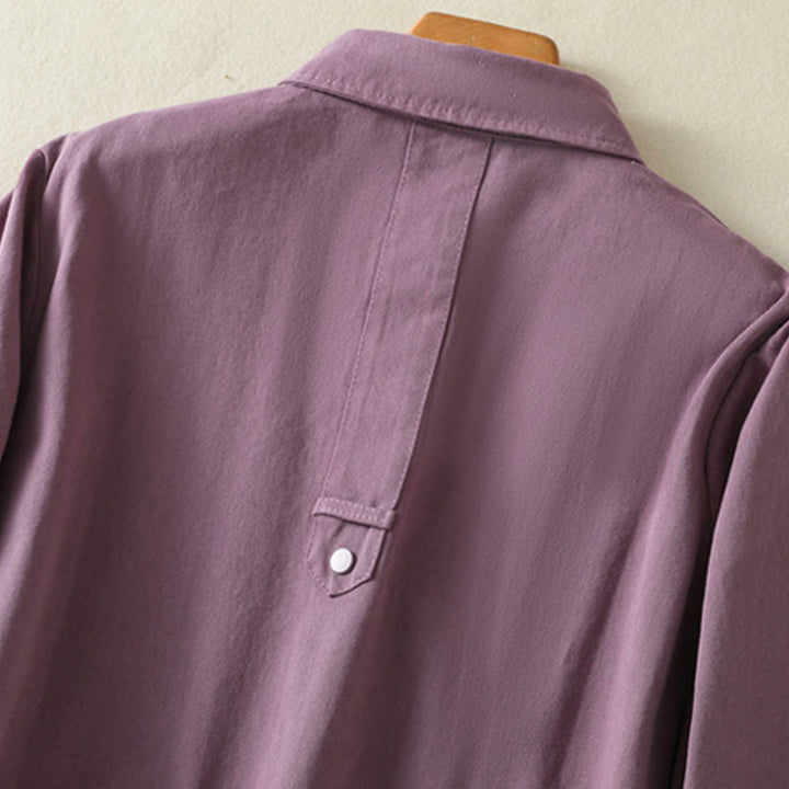 Buddha Stones Plain Button Design Stand Collar Women's Cotton Jacket - image 4