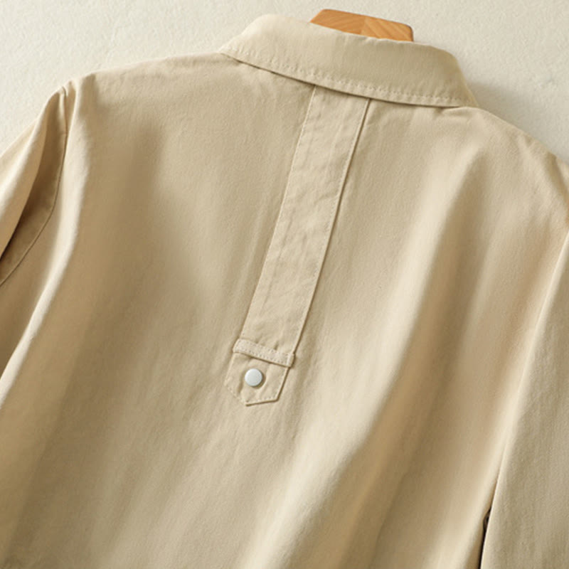 Buddha Stones Plain Button Design Stand Collar Women's Cotton Jacket - image 25