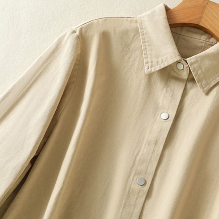 Buddha Stones Plain Button Design Stand Collar Women's Cotton Jacket - image 20