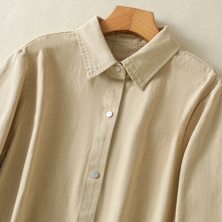 Buddha Stones Plain Button Design Stand Collar Women's Cotton Jacket - image 19