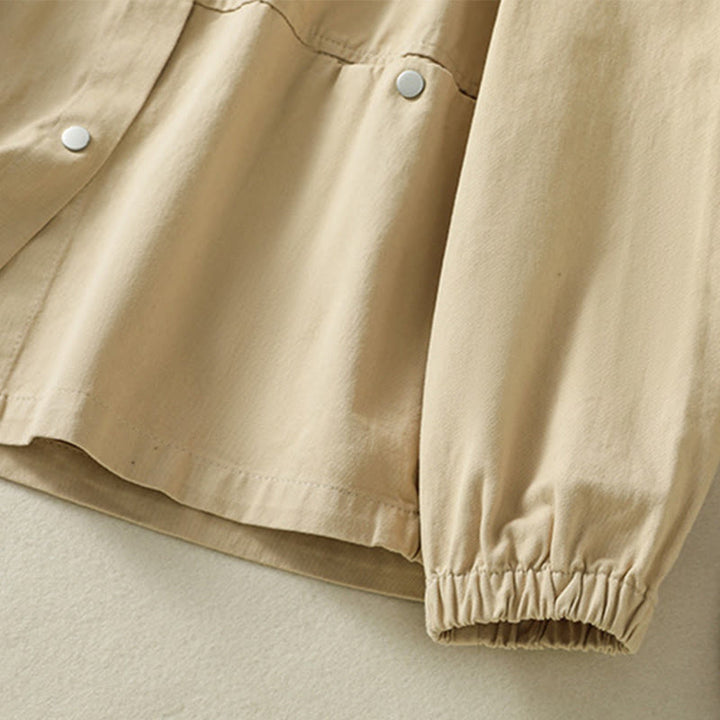 Buddha Stones Plain Button Design Stand Collar Women's Cotton Jacket - image 23