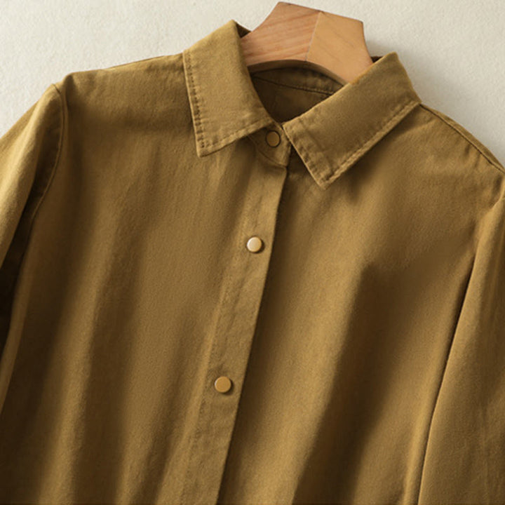 Buddha Stones Plain Button Design Stand Collar Women's Cotton Jacket - image 30