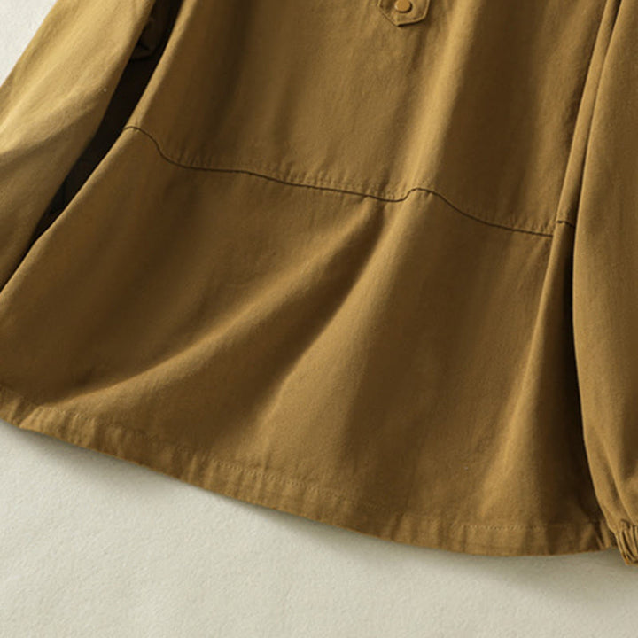 Buddha Stones Plain Button Design Stand Collar Women's Cotton Jacket - image 32