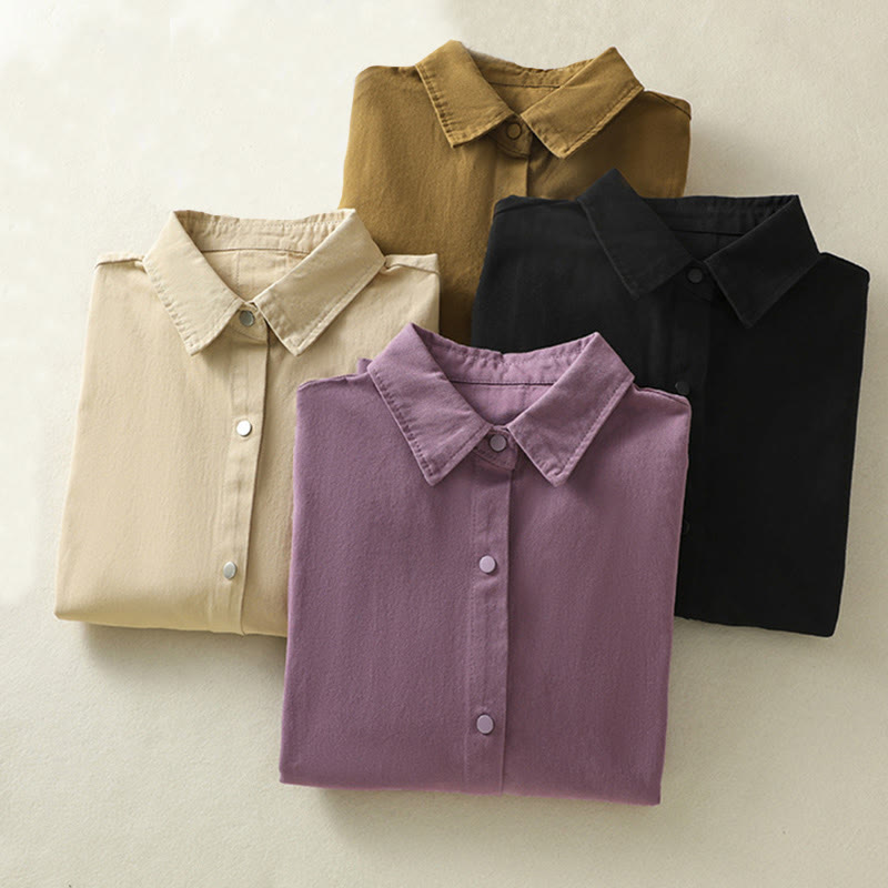 Buddha Stones Plain Button Design Stand Collar Women's Cotton Jacket - image 36