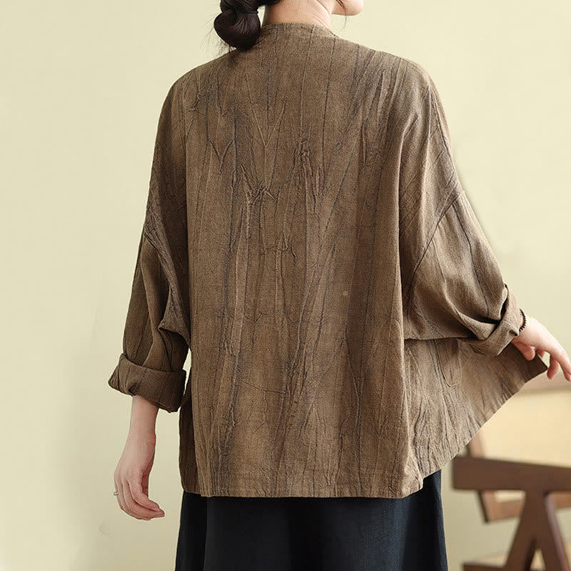 Buddha Stones Plain Long Sleeve Women's Cotton Linen Jacket With Pockets - image 4