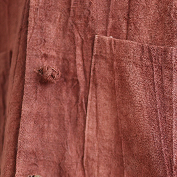 Buddha Stones Plain Long Sleeve Women's Cotton Linen Jacket With Pockets - image 14