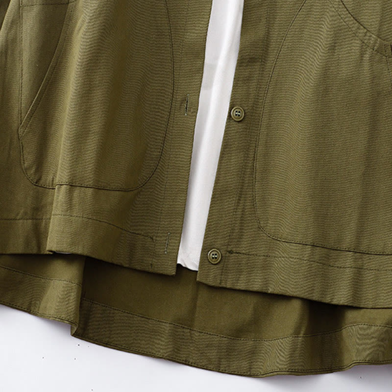 Buddha Stones Solid Color Long Sleeve Women's Cotton Jacket With Pockets - image 17