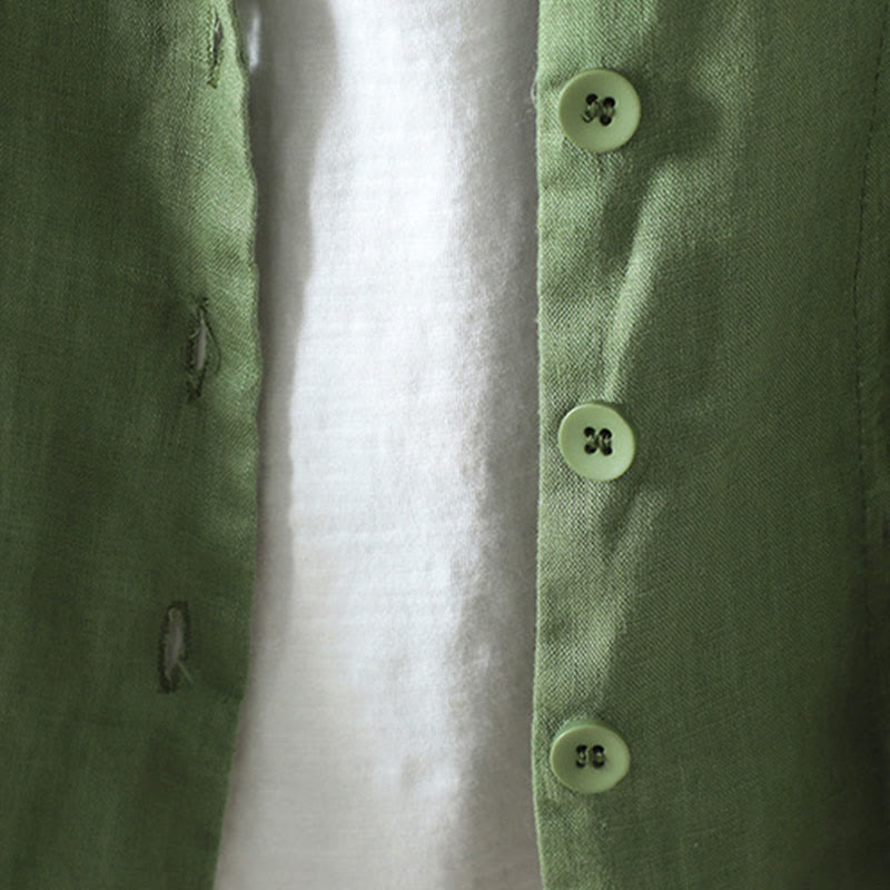 Buddha Stones Pure Color V-neck Women's Jacket With Pockets - image 19