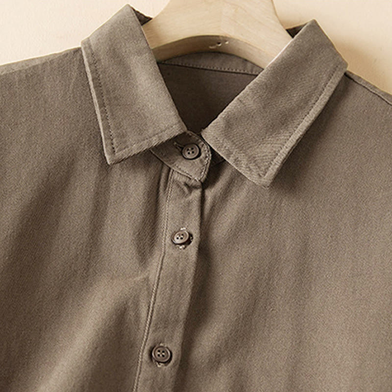 Buddha Stones Fall Irregular Design Long Sleeve Women's Cotton Linen Lapel Jacket With Pockets - image 15