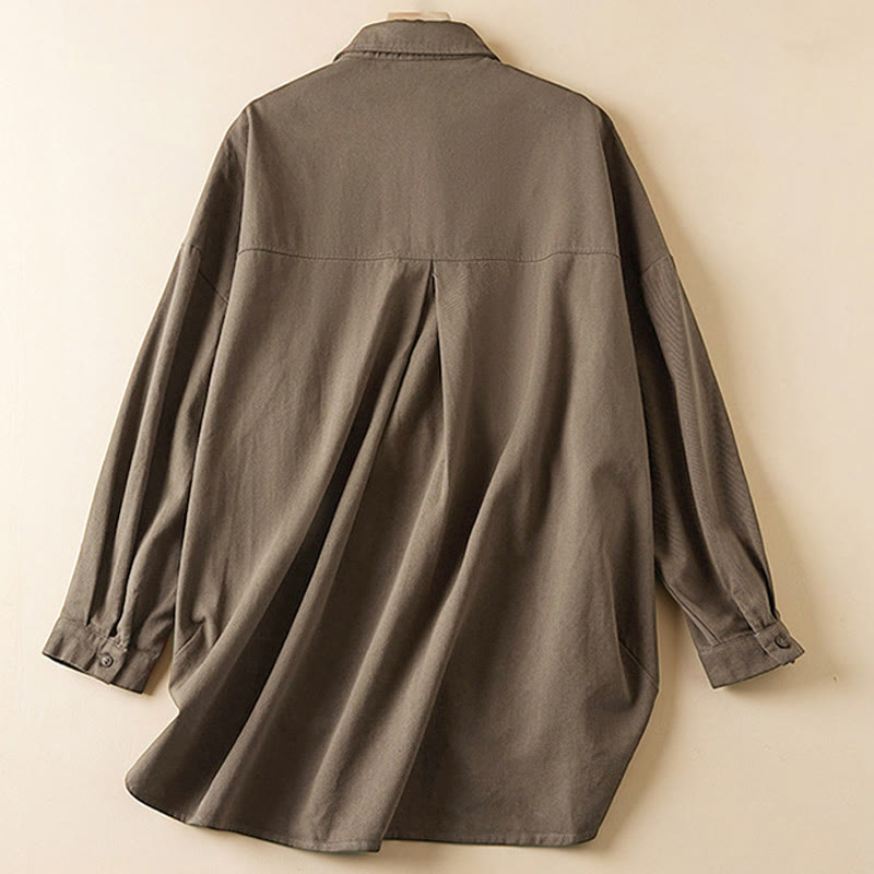 Buddha Stones Fall Irregular Design Long Sleeve Women's Cotton Linen Lapel Jacket With Pockets - image 16