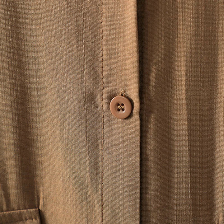 Buddha Stones Plain Buttons Women's Cotton Coat With Pockets - image 7